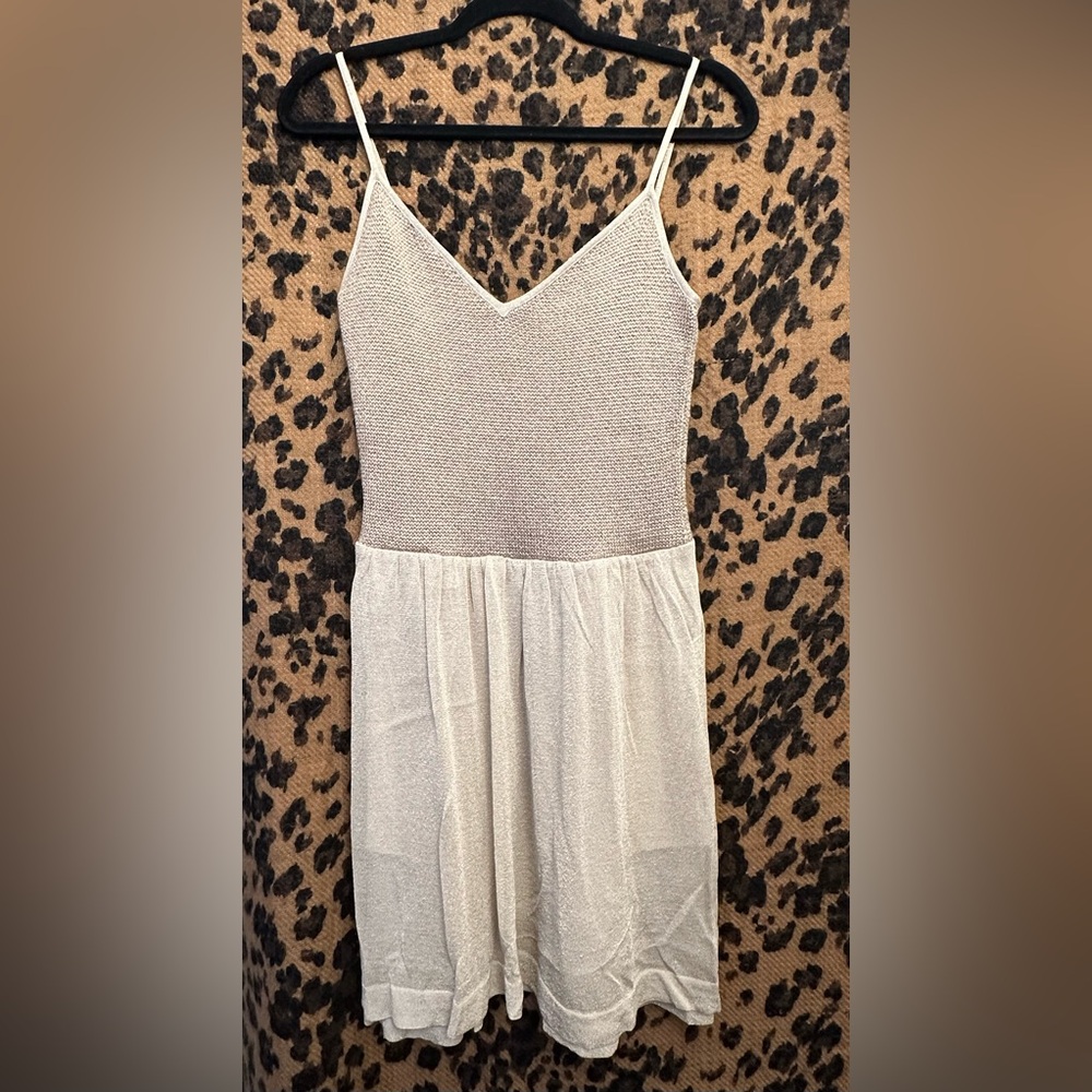 IISLI metallic knit, V-neck spaghetti strap dress. Size S/P
